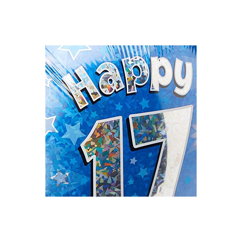 Oaktree UK Oaktree 18" Happy 17th Birthday Blue Holographic, Aluminium