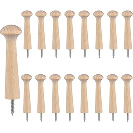 20 pcs Wood Wall Hooks Natural Wooden Coat Hooks Coat Wall Natural Mounted Peg Screw-On Shaker Solid Unfinished Racks for Hanging Hat Bags Clothes Hangers Coats Hats Towels