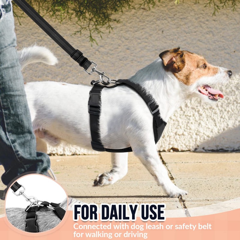 SlowTon Dog Car Vest Harness Multifunction Adjustable Double-Ring Breathable Mesh
