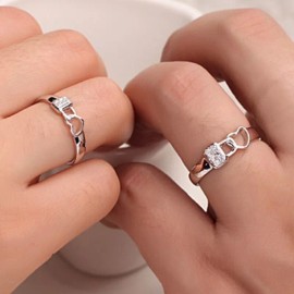 Unbranded 925 Sterling Silver the Lock head of Love Adjustable Ring Couple's Promise Rings
