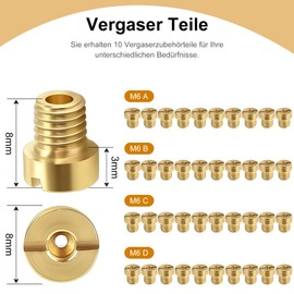 TONAUP M6 Carburettor Nozzles, 10 Pieces M6 Carburettor Nozzle Main Nozzle Set, Anti Rust M6 Carburettor Nozzles Set Main Nozzles for Scooter Motorcycle Shift Moped PHBH PHBL FRD PHF VHB VHSH (M6: 86