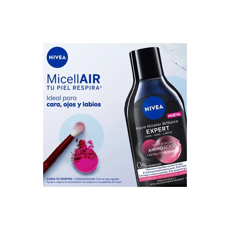 Agua Micelar Bifásica NIVEA Micellair Black Expert 400 Ml