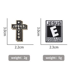 Kuskins 2 Pcs Jesus Cross Enamel Pins, JESUS RATED E FOR EVERONE Pin,Jesus Pins for Backpacks Cross Lapel Pin,Hat Jacket Enamel Pin,Easter Decorative Accessories,Jesus Pin Christian Pins for Women