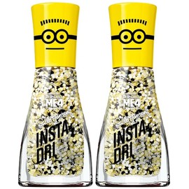 Sally Hansen Insta-Dri X Gogglicious, Quick Dry, Long Lasting, Streak-Free Shine, Black and Yellow Glitter Nail Polish - Pack of 2