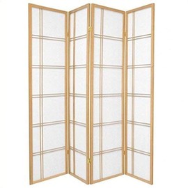 Oriental Furniture 6 ft. Tall Double Cross Shoji Screen - Natural - 4 Panels