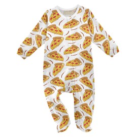 Fast Food Pizza Baby One-Piece Footies Jumpsuit Newborn Rompers Pajamas Cotton Footed Pjs for Sleep Play Boys Girls 18M