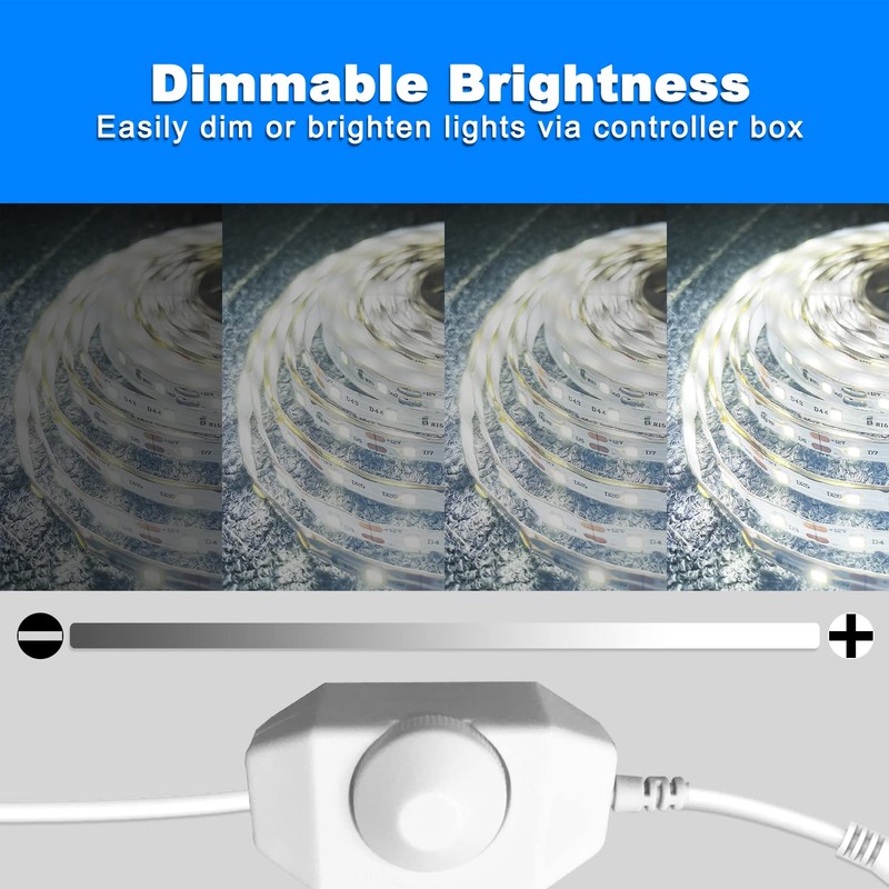 VOLIVO White LED Strip, 32.8ft Dimmable LED Strip 6500K Bright