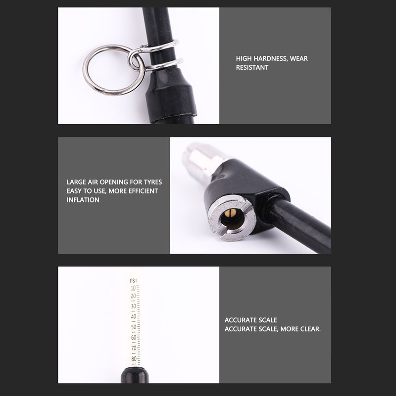 2PCS Dual Head Air Pressure Gauge 20‑220lb/In² Accurate Straight Type