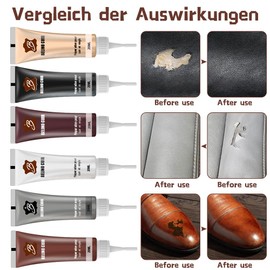 Editbar Lederreparatur Set,6 Farben Lederreparatur Creme,Schwarz,braun,Weiß,Beige, Grau,Leder Reparaturset Für Autositze, Sofa & Möbel,Liquid Scratch Filler