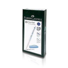 Faber-Castell Sustainable Eco Gel Fast Dry Pen Made From 100% Recycled Plastic - Super Smooth Gel Ink, Ergonomic Writing, Non-Smudging & Non-Smear (Box of 10) (0.5mm Blue)