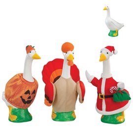 Fox Valley Traders Gaggleville™ Baby Goose, Turkey, Pumpkin, Santa Outfits Bundle - Fits Baby 17" H Statue