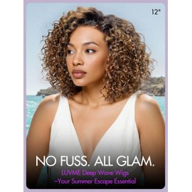 LUVME HAIR 100% Human Hair Wigs Curly Deep Wave Glueless Lace Front 12 Inches Pre Cut Plucked Hd Lace Short Wig Ready To Go Highlight Color Straight Bleached Knots Side Part Black Wigs