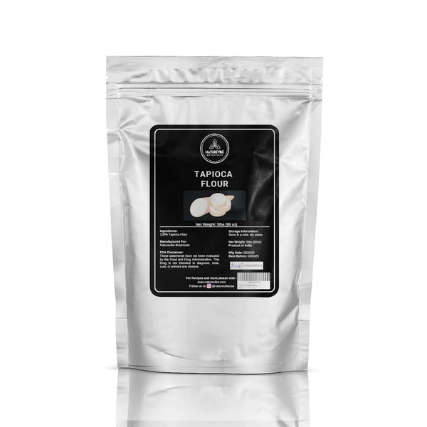 Naturevibe Botanicals Tapioca Flour 5lbs | Used for Cooking | Thickening Agent (80 ounces) [Packaging may vary]