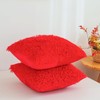 Red Plush Throw Pillow Covers 18"x18", Soft Decorative Fuzzy Fluffy