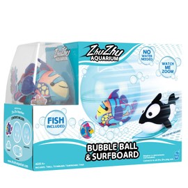 John Adams Zhu Zhu Pets | Zhu Zhu Aquarium Bubble Ball & Surfboard Starter Playset WITH Fish | Electronic Pets | Ages 4+, Blue