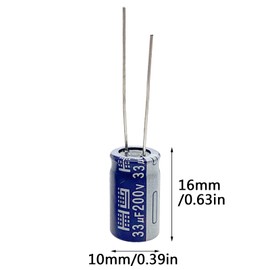 Cermant 10pcs 200V 33UF Capacitor 10x16MM(0.39x0.63in) Aluminum Electrolytic Capacitors for TV, LCD Monitor, Game