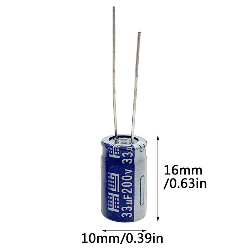 Cermant 10pcs 200V 33UF Capacitor 10x16MM(0.39x0.63in) Aluminum Electrolytic Capacitors for