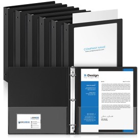 Henoyso 6 Pcs 1 Inch 3 Ring Binders, Black Placstic Cover Flexible Binders with 2 Pockets, Fit 8.5 x 11 Inch Letter Size, Holds 175 Sheets for School, Office Use, Recipe