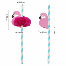 Flamingo Paper Straw Decorations, 50 PCS Disposable Cocktail Drinking Straws Decorative for Party Table Décor Luau Party