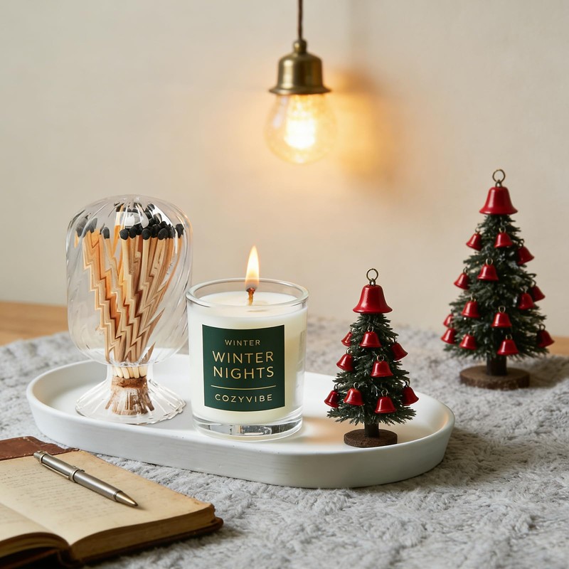 Helix Shaped Glass Match Cloche with Striker (Matches Not Included)