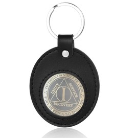 Qianyu Leather Coin Holder Keychain Silicone Holder for AA Medallion or Coin and AirTag Case Sober Gift Keychain Recovery Chip Waterproof Scratchproof Soft Stand Coin Collection Stroage