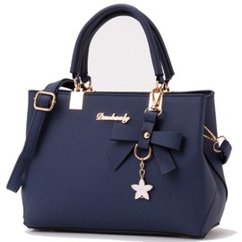 Raymark Women's Shoulder Bag, Handbag, 2-Way Commute, PU Leather, Small, Cute, Fashionable, navy