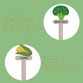 Paquete de 22 etiquetas para plantas de jardín de boj – Etiquetas de madera vegetariana, estilo gnomo de dibujos animados, interiores y exteriores, marcadores de jardín de madera para macetas y