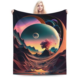 E-RIDES 100x125CM Spherical Landscape at SunsetBlanket, Soft & Cozy for Adults & Kids, Unique Birthday Gift Blanket, Perfect Home Decor Blanket, Ideal for Couch, Bed, Office, Travel, All Seasons
