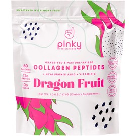 Collagen Peptides Powder with Hyaluronic Acid & Vitamin C Dragon Fruit Flavor 1lb Hydrolyzed Collagen 13g Protein Zero Sugar Supports Skin Hair Gut Health