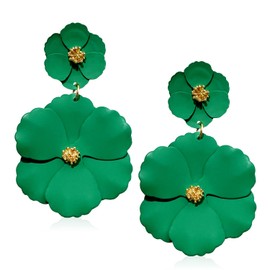 WUWEIJIAJIA Boho Flower Stud Earrings with White Pearl - Daisy Dangle Drop Earrings with Gold Flower Bud, Zinc