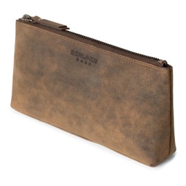 Berliner Bags Vintage Anna Leather Cosmetic Bag, Small Pencil Case for Women and Girls - Brown, Espresso (XS), vintage