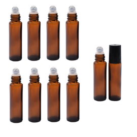10 PCS Essential Oil Roller Bottles 10 Ml 1/3 Oz Refillable Roll On Bottles With Stainless Steel Roller Bottles