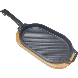 JAQKITU Oval Cast Iron Frying Pan for Steaks and Vegetables Convenient, Novel and Stylish