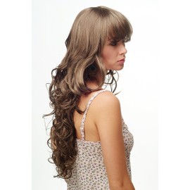 WIG ME UP - TYW60430-18-26 Lady Quality Wig very long curled beautiful bangs fringe light brown streaked with blond 25inch
