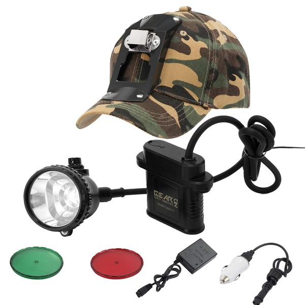 GearOZ 80000 LUX LED Coon Hunting Lights for Predator Coyote Hog, Hunting Headlamp Rechargeable, 3 LED Cap Hunting Light, 5 Position Switch, Multiple Colors (White Red Green) with Soft Cap
