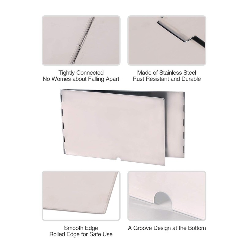 REDCAMP Folding Stainless Steel Stove Windscreen, Camping Stove Windshield Butane