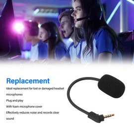 Replacement Headset Microphone, Noise Cancelling 3.5mm Detachable Gaming Headphone Mic with Foam Mic Cover Design, Gold Plated Plug for KingstonCloud