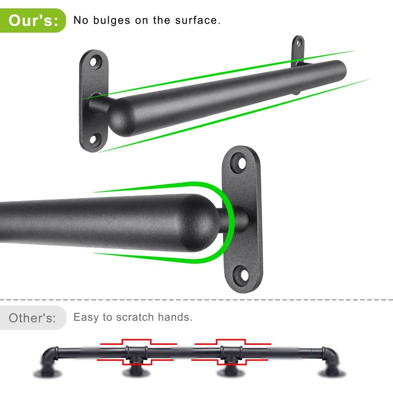 Dolibest 46 Inch Wall Mount Metal Handrail, Staircase Step Handrail,