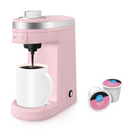 CHULUX Mini Coffee Maker for K Capsule, Single Serve Coffee Maker for One Cup Americano, Lightweight Pod Coffee Machine, Dusty Rose