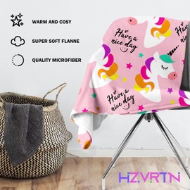 HZVRTN Einhorn Decke Kuscheldecke Flanell Kinder Rosa Kuscheldecke für Mädchen, Weiche Wohndecke Geburtstag Geschenke Sofa Couch Wohn Bett Fleecedecke (Einhorn E, 150x200cm)