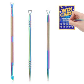3 Pcs Lottery Ticket Scratcher Tool Metal Scratch off Tool Lotto Scratcher Tools Lottery Ticket Holders Multi-Use Scraping Tools for Scratch Tickets Stickers Labels Films, Rainbow(Colorful)
