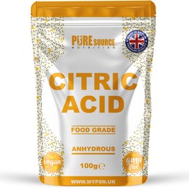 Pure Source Nutrition Citric Acid Bath Bombs, Food Flavouring, Preserving, Cleaning & Descaling | 100% Pure | for Organic Production, GMO Free (100g)
