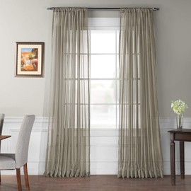 HPD Half Price Drapes Faux Linen Extra Wide Voile Poly Sheer Curtains for Bedroom 96 Inches Long (1 Panel) Curtains for Living Room Home Decor, 100 X 96, White