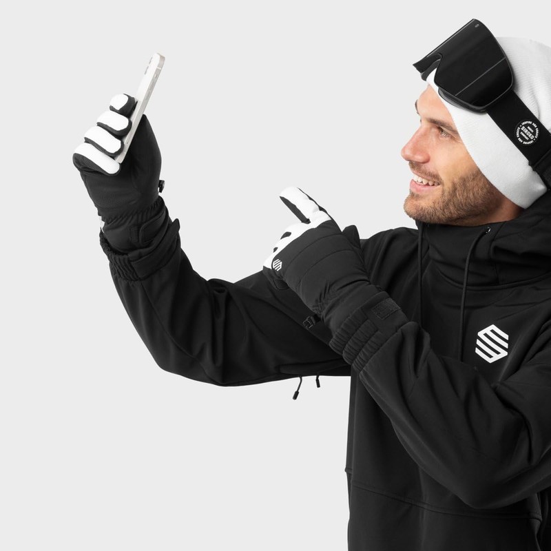 SIROKO VOSS Thermal Ski Snow Gloves White Black Black White