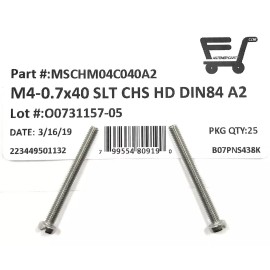 FAS (25) M4-0.7 x40 Stainless Steel Slotted Cheese Head Machine Screw DIN84 A2 M4x40