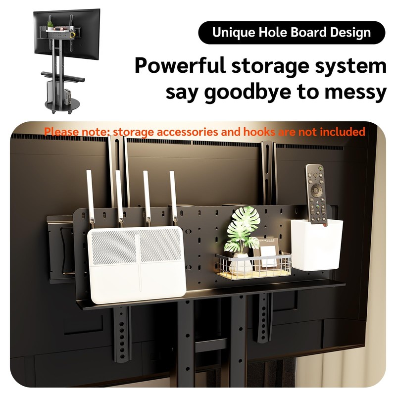 CABTE Rolling TV Stand,Heavy Duty Mobile TV Stand with Storage