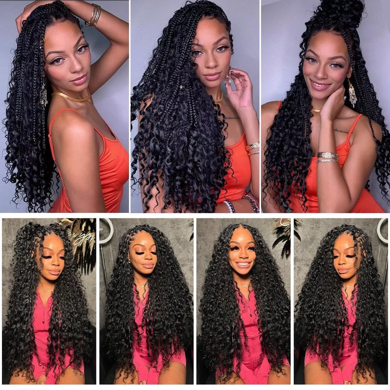 "Boho Braids Crochet Hair 8 Packs 1B/Bug Goddess Locs Braid