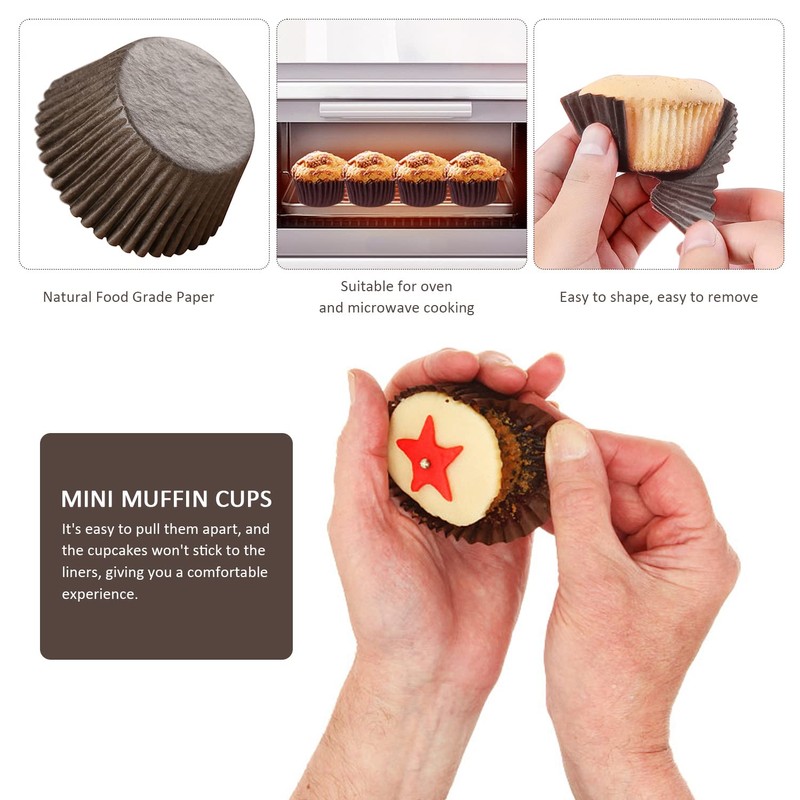 1000 Stück braune Mini-Kuchen-Pappbecher, Eierkuchen-Dessert-Plätzchen-Papierschalen, spezielle backende runde Pappbecher, Muffins,