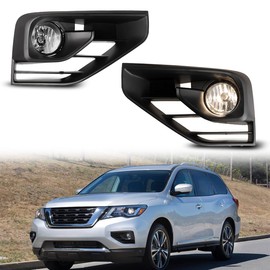 Nixon Offroad Fog Light Fit for 2017-2020 Nissan Pathfinder,Bumper Driving Fog Lights Lamp Replacement, Fog Light Assembly Clear Lens With Bulbs - H11 12V 55W + Universal Switch + Wiring Harness Kit
