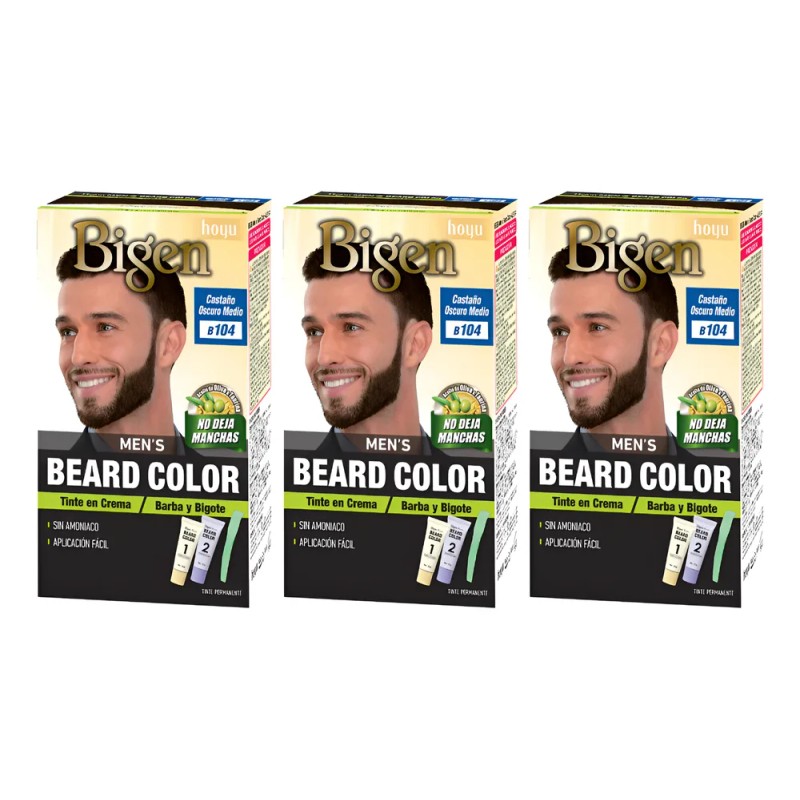 3 Pack Tinte Bigen Men's Barba · Castaño Oscuro Medio